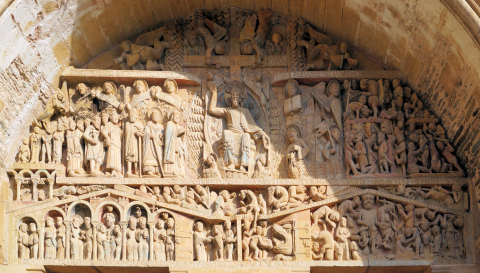 Fig. 9 - Conques (Aveyron), tympan, XIIe s. Cliché : E. Ingrand-Varenne