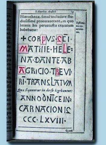 Fig. 6 : Authentique de l’abbaye Saint-Matthias d’après le dessin d’Antonius Mesenich
