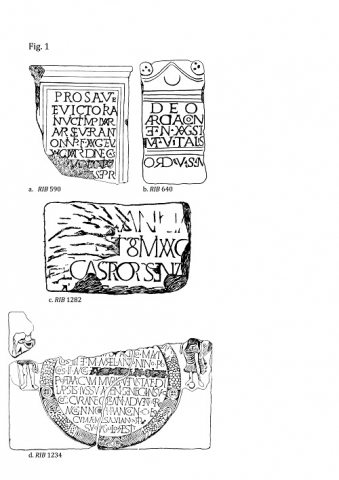 Fig 1. : Exemples d’inscriptions romaines présentant  par des conjonctions, rapprochements et enclavements