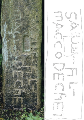 Fig. 11 : Tavistock, Devon, jardin du vicariat, inscription de Sabinus, fils de Maccodechetus
