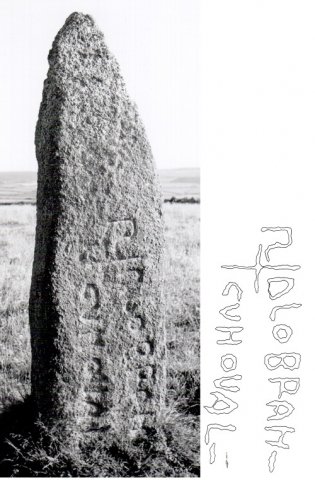 Fig. 12 : Morvah, Cornouailles, Mên Scryfa, inscription de Rialobranus, fils de Cunovalus