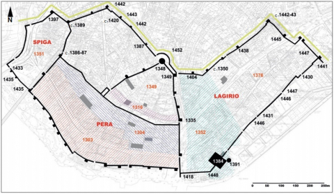 Fig. 2: Pera as of 1453. Hasan Sercan Sağlam, 2020