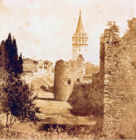 Fig. 3: View of the Galata Walls and Galata Tower from the northwest. Photo: James Robertson, 1854. SVIKV, IAE, FKA_005003