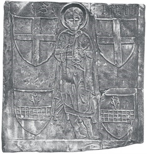 Fig. 6b: Construction slab dated c. 1420s with the bas-relief of Bartholomew (Belgrano, Documenti, pl. 15)