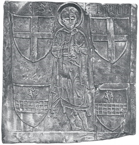 Fig. 6b: Construction slab dated c. 1420s with the bas-relief of Bartholomew (Belgrano, Documenti, pl. 15)