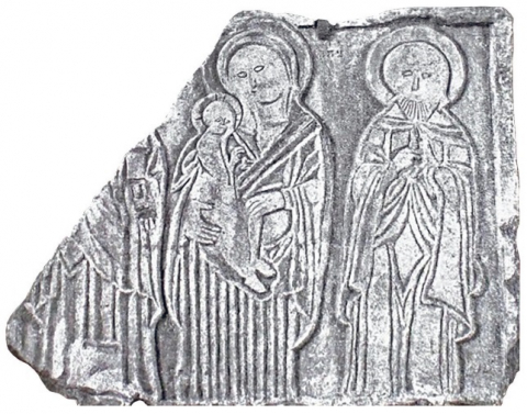 Fig. 7c: Slab with the bas-relief of Mary that was documented on the second tower dedicated to her (Rossi, Lapidi, fig. 8)