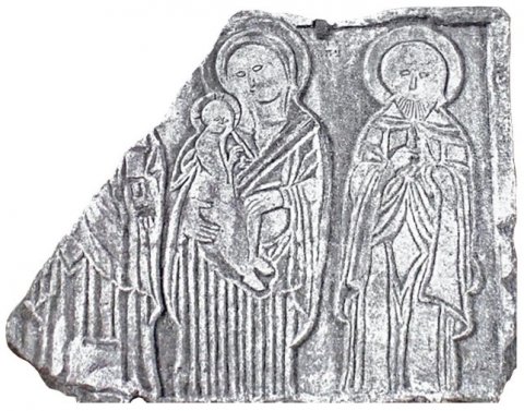 Fig. 7c: Slab with the bas-relief of Mary that was documented on the second tower dedicated to her (Rossi, Lapidi, fig. 8)