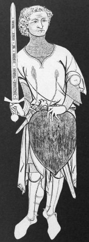 Fig. 4 : Dalle funéraire en bronze de Guillaume Wenemaer, mort en 1325, Gand, Belgique. L’inscription se lit : horrebant dudum reprobi me cernere nudum, que nous pouvons traduire par « Autrefois tremblaient mes ennemis de me voir nue » Source : https://effigiesandbrasses.com/1098/2136#image